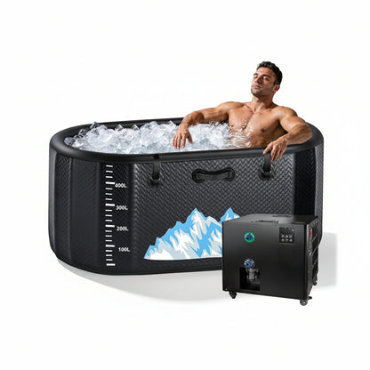 Cold Plunge Tub, 248 Gallon, 1 Horsepower, Heavy-Duty Ice Bath Tub for Athletes with Hot & Cold, Portable Inflatable Plunge Chiller with Water Kit, Immersion, Wifi (Black, 1 Set)