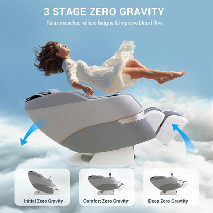 Massage Chair Full Body, 170° Flexible SL Track Shiatsu 3D Massage Chairs with Zero Gravity, Bluetooth Speaker, Airbags & Heating, Mc1650(Grey)
