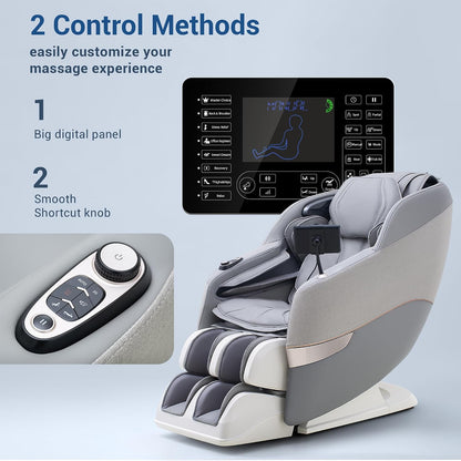 Massage Chair Full Body, 170° Flexible SL Track Shiatsu 3D Massage Chairs with Zero Gravity, Bluetooth Speaker, Airbags & Heating, Mc1650(Grey)