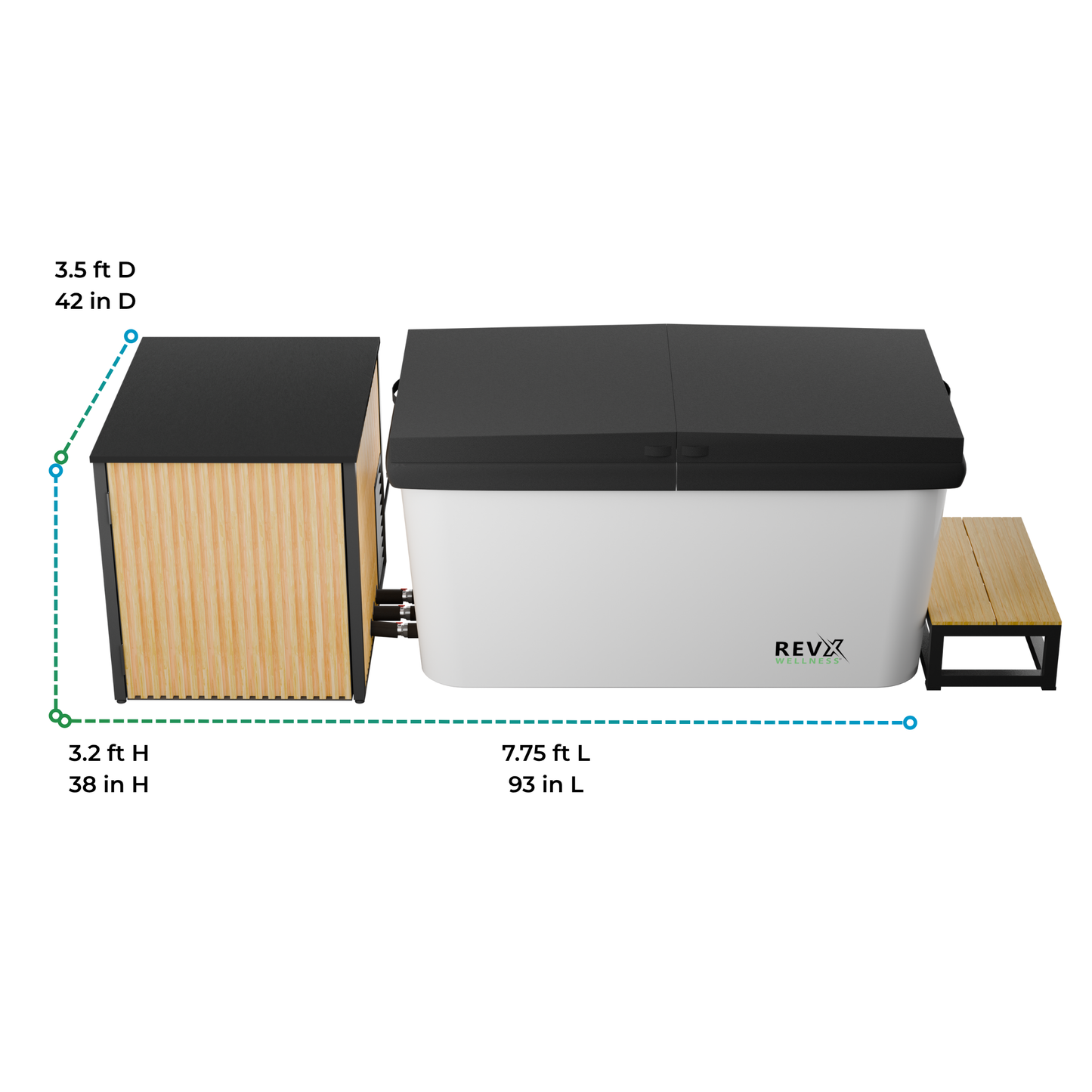 RevX Acrylic X Tub Cold Plunge | LUX 1.5 HP Hot & Cold Chiller with Filtration System