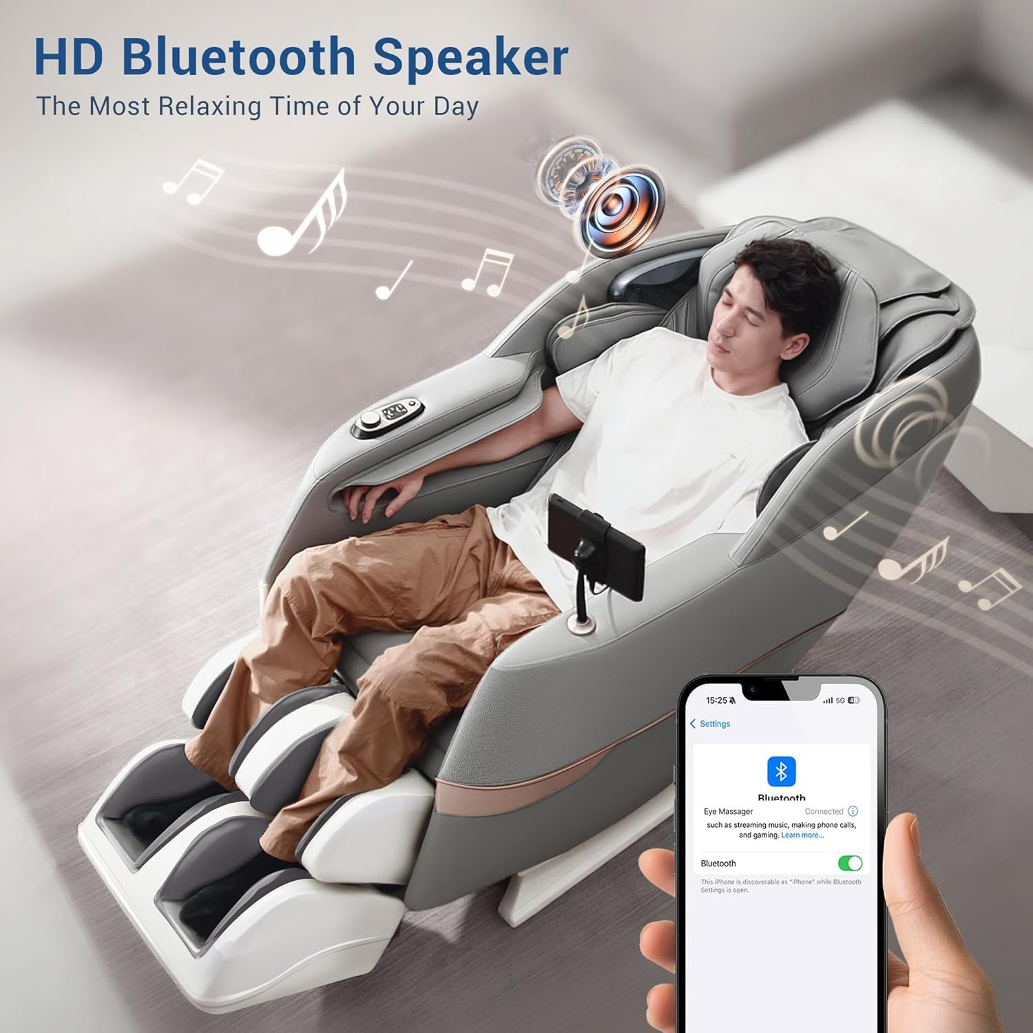 Massage Chair Full Body, 170° Flexible SL Track Shiatsu 3D Massage Chairs with Zero Gravity, Bluetooth Speaker, Airbags & Heating, Mc1650(Grey)