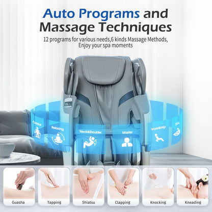 Bosscare GR8686 3D Full Body Massage Chair | Zero Gravity, SL Track, AI Voice & App Control | Gray