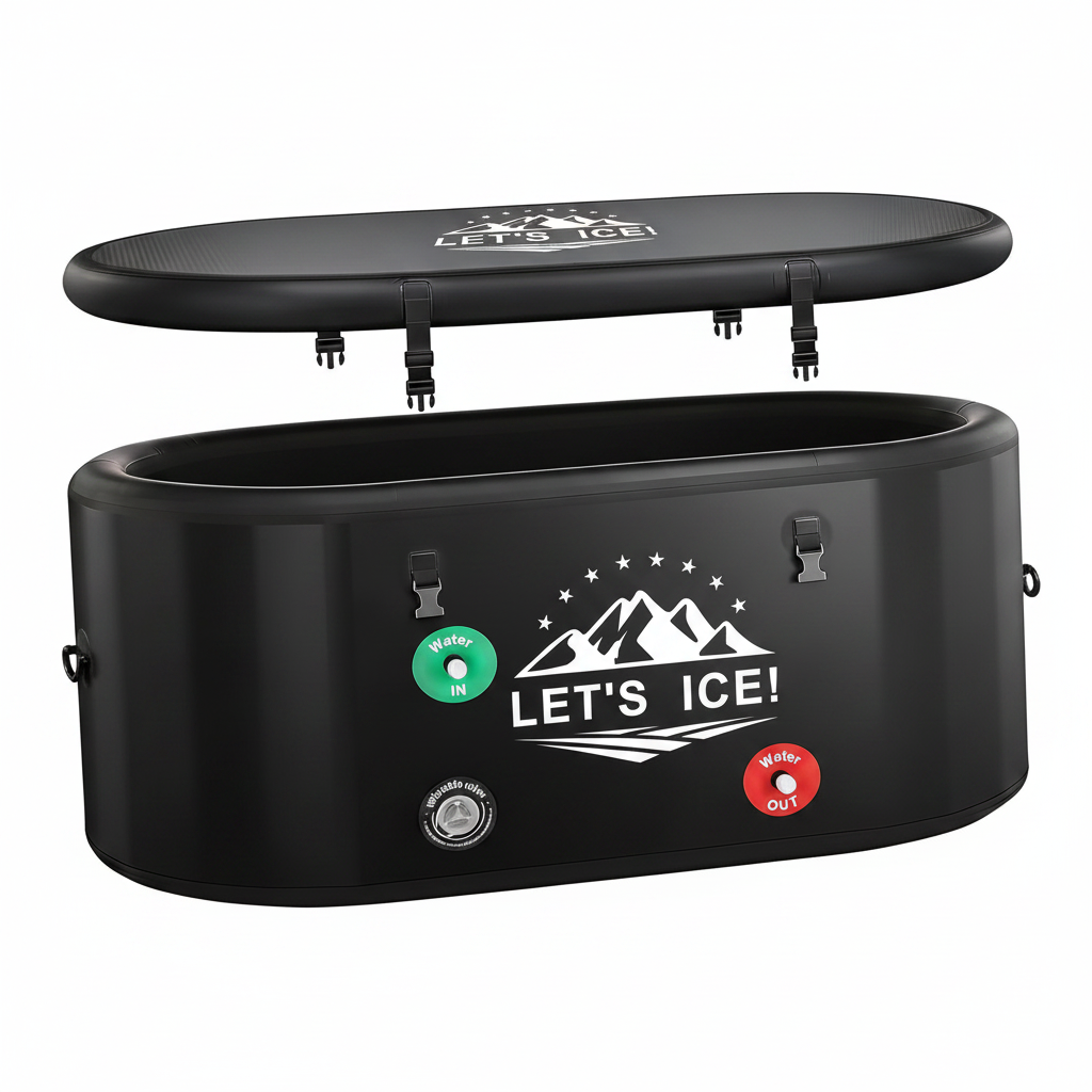 Inflatable Ice Bath Tub for Athletes, 216-Gallon Cold Plunge Tub with Insulated Lid, Full-Body Stretch Design, Insulated & Water Chiller Compatible, Portable for Indoor & Outdoor