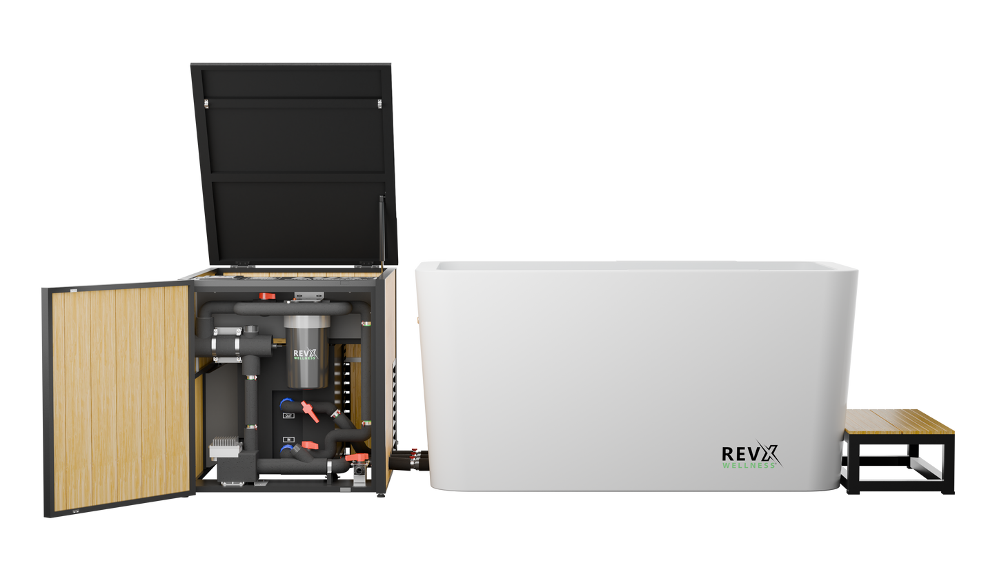 RevX Acrylic X Tub Cold Plunge | LUX 1.5 HP Hot & Cold Chiller with Filtration System