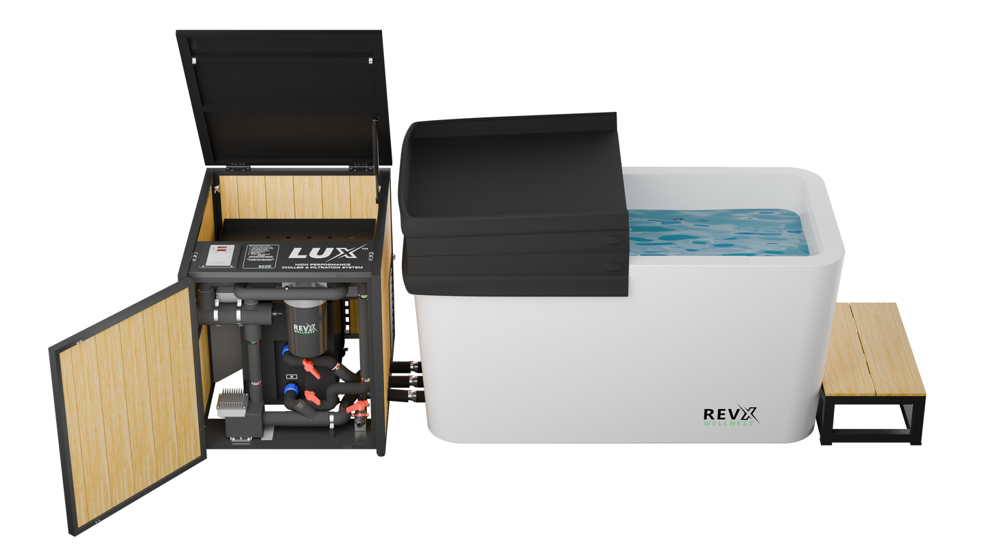 RevX Acrylic X Tub Cold Plunge | LUX 1.5 HP Hot & Cold Chiller with Filtration System